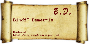 Binó Demetria névjegykártya